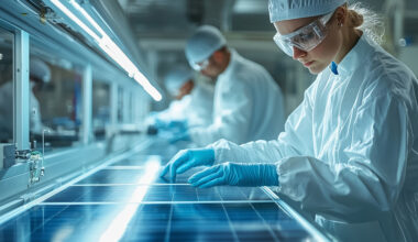 AI generatored image of manufacturing of Solar Panels.