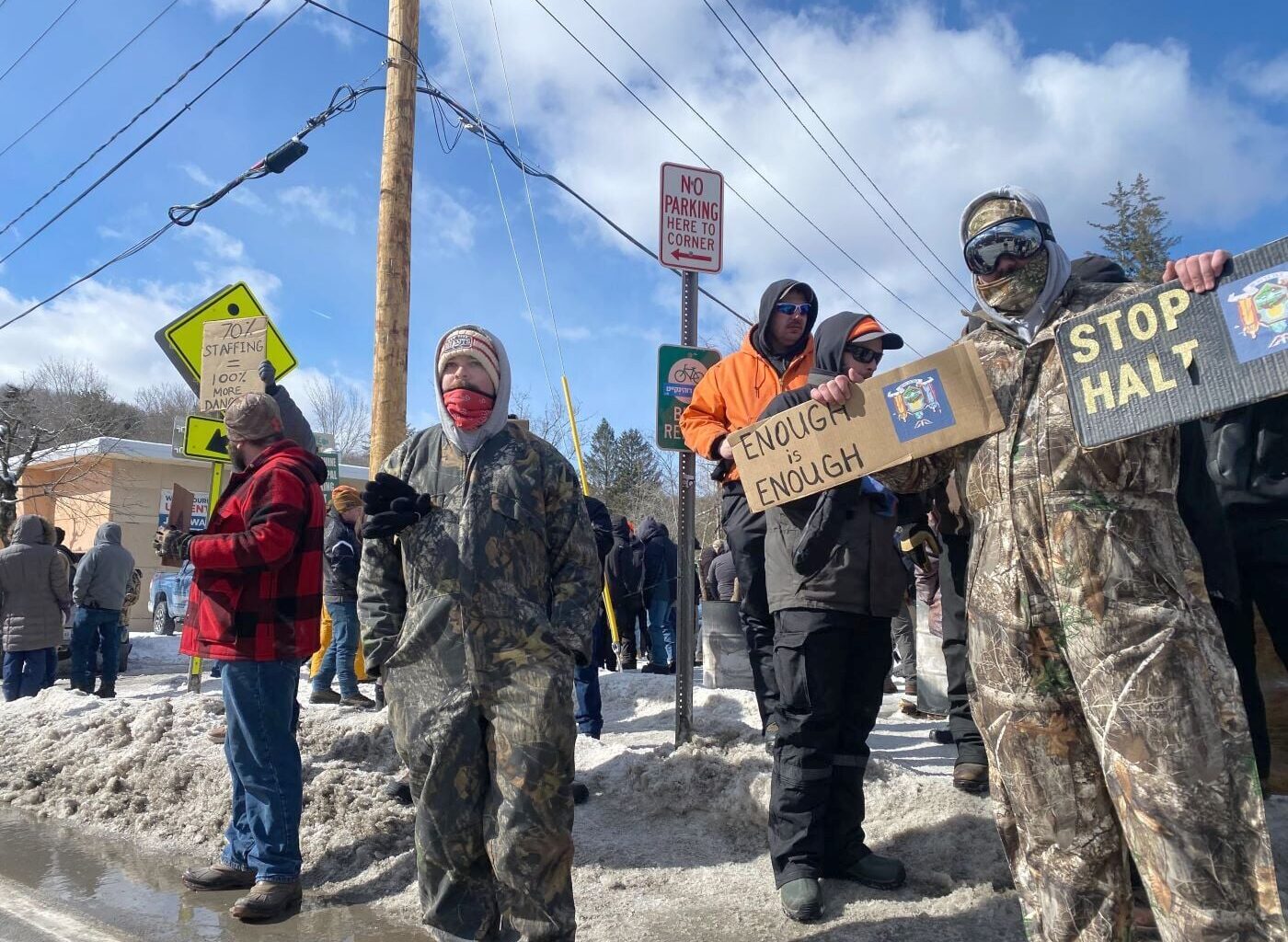 People protesting outside of Woodbourne Correctional in Sullivan County. Photo provided by Patricio Robayo, WJFF Radio Catskill