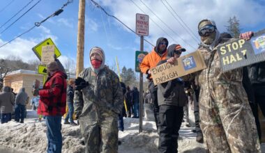 People protesting outside of Woodbourne Correctional in Sullivan County. Photo provided by Patricio Robayo, WJFF Radio Catskill