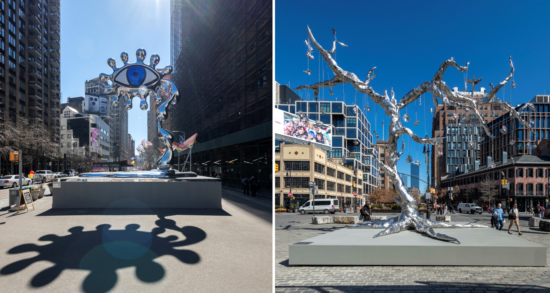 30-foot surrealist steel sculptures arrive in two Manhattan neighborhoods