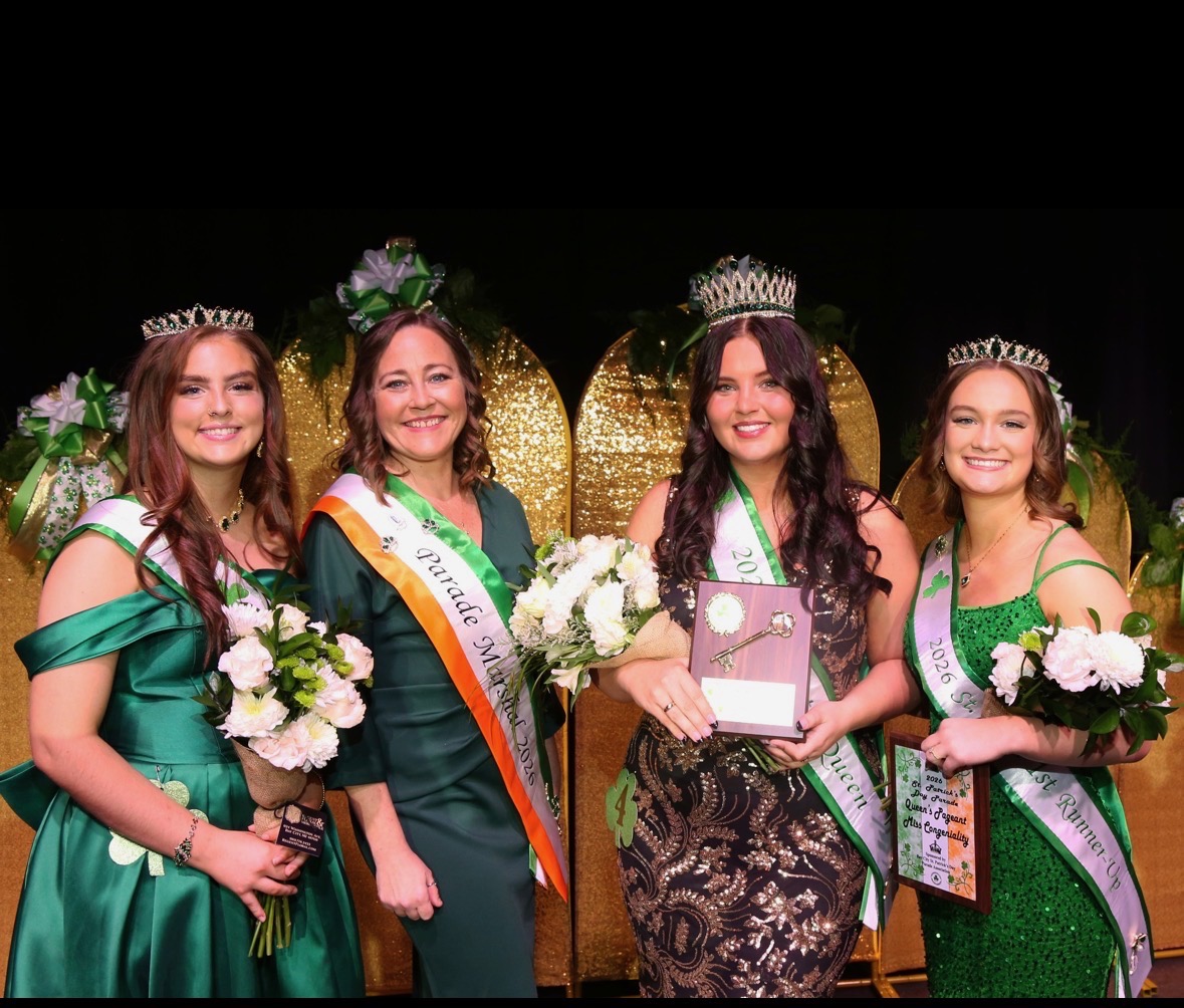 Tayler Riggie (third from left) is the 2026 Bay City St. Patrick's Day Parade Queen. 