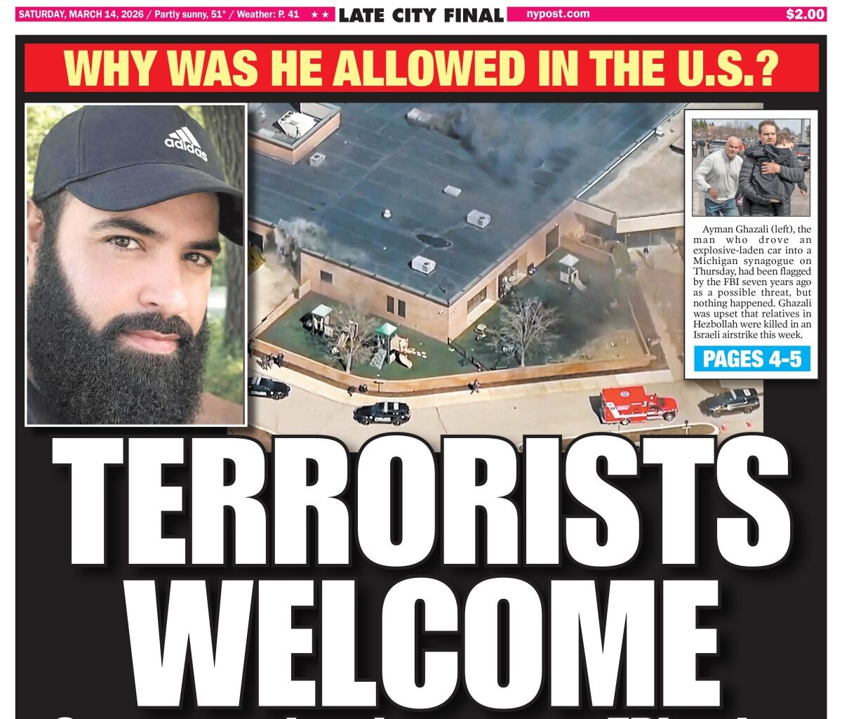 New York Post Cover for March 14, 2026