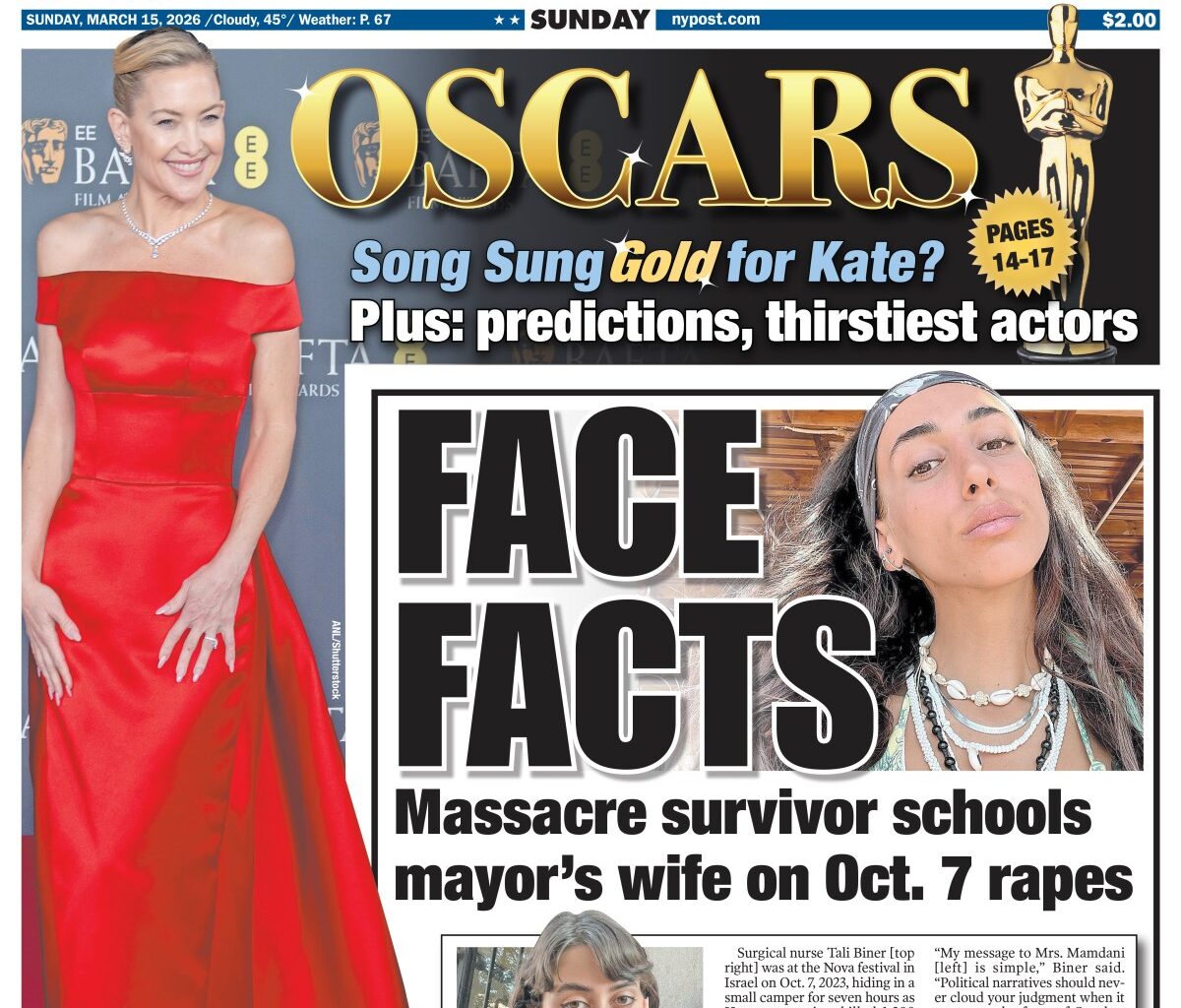 New York Post Cover for March 15, 2026