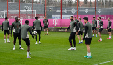 Bayern players arrive for a training session in Munich, Germany, Monday, March 9, 2026, ahead of the Champions League round of 16 soccer match between Atalanta Bergamo and FC Bayern. (AP Photo/Matthias Schrader)