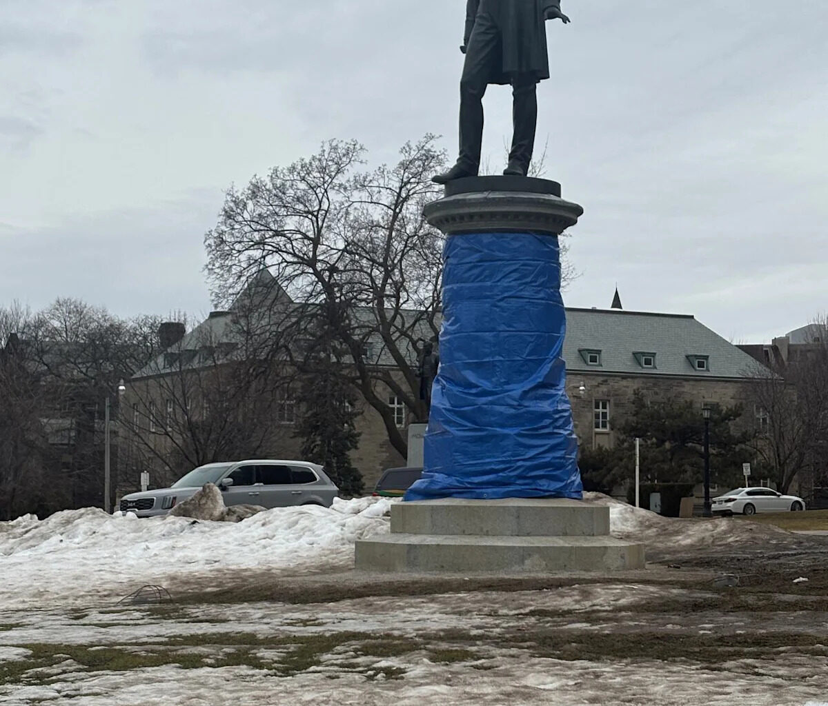 Queen's Park wrapping monuments to protect against vandalism