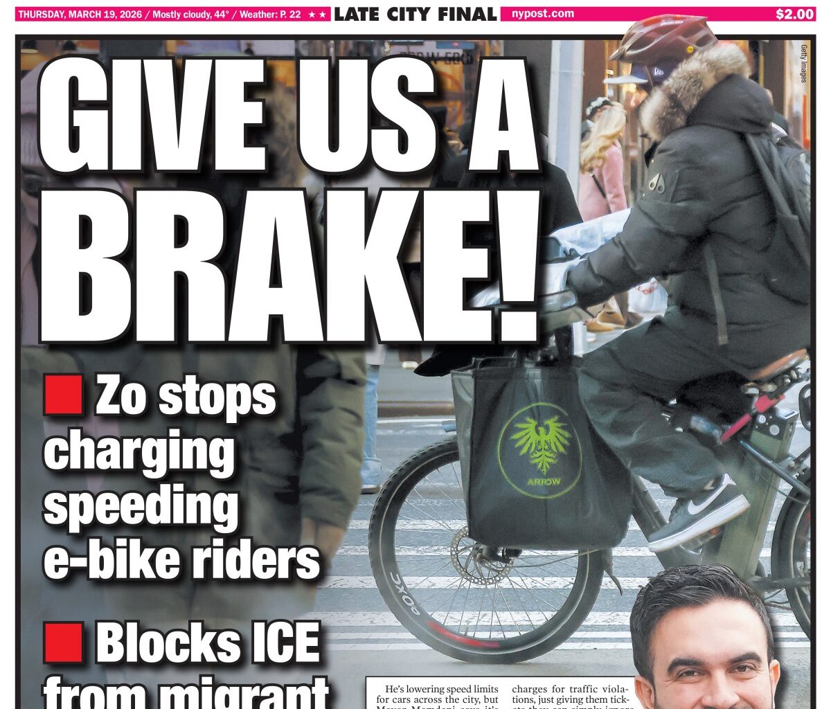 New York Post Cover for March 19, 2026