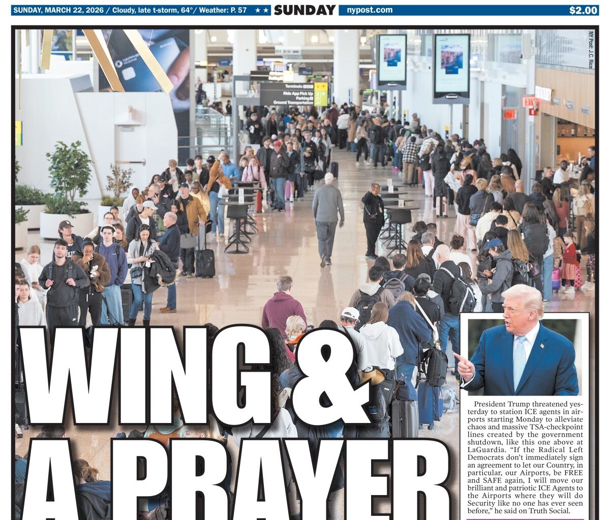 New York Post Cover for March 22, 2026