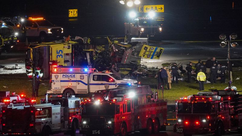 LaGuardia airport: 2 killed, dozens injured after Air Canada flight hits fire truck on runway