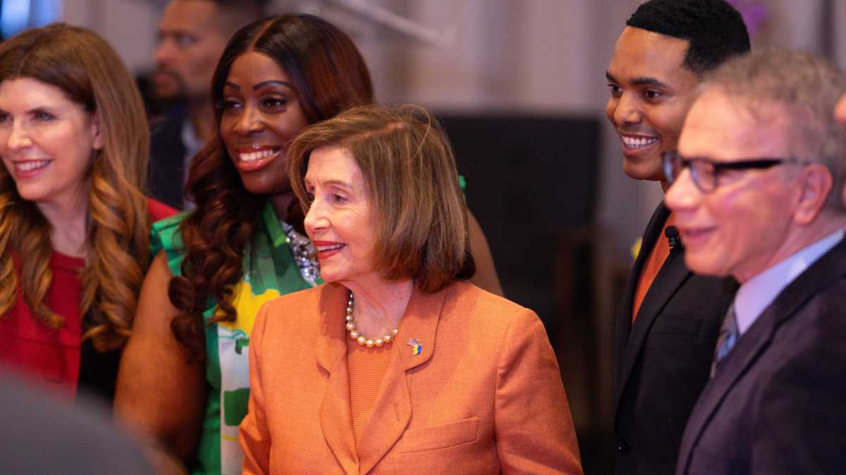 House Speaker Emerita Nancy Pelosi joins Rep. Ritchie Torres, Borough President Vanessa Gibson, Council Speaker Julie Menin, former Council Member Jimmy Vacca and others for a Women's History Month event on March 1, 2026.