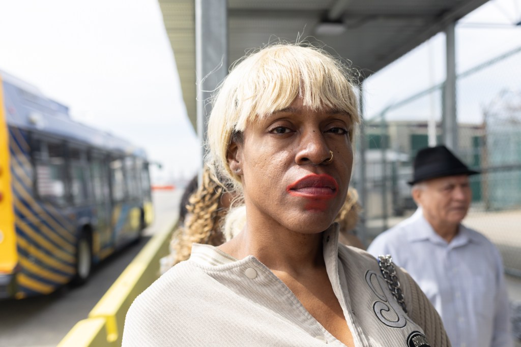 Diva MacKenzie waits to visit a loved one on Rikers Island,