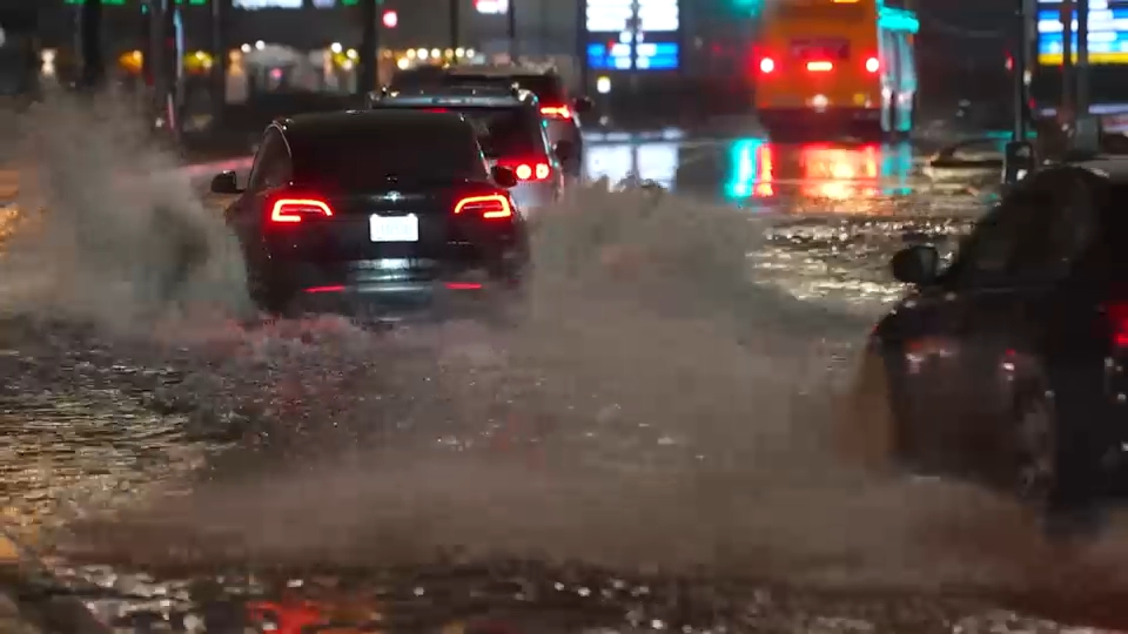 Deep flooding on part of Rockaway Boulevard in Queens caused problems for some drivers