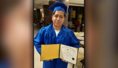 Nassau County, NY Supt. Dr. Shawn Wightman delivers high school diploma to Alvaro Velasquez, self deported after ICE detention