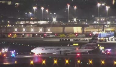 American Airlines plane makes emergency landing at Newark Airport after blown front tire
