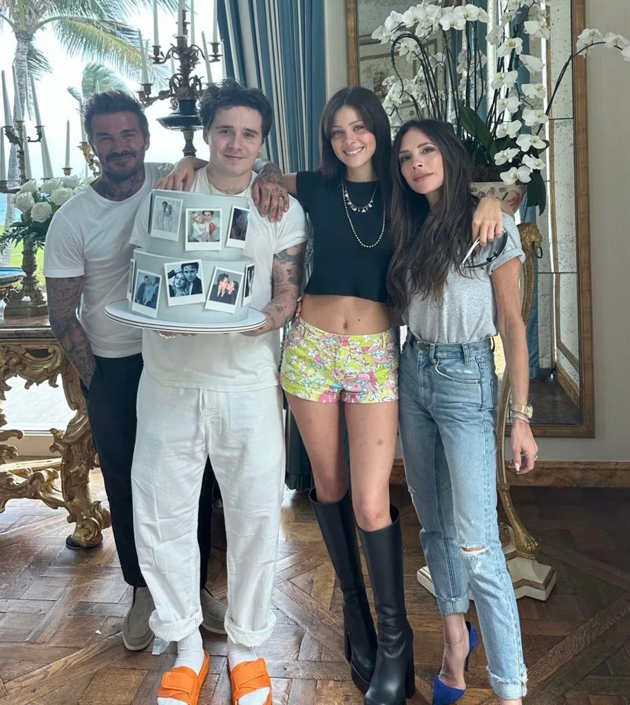 Brooklyn (seen here with his parents and Nicola in 2023) also accused his family of trying to sabotage his relationship. victoriabeckham/Instagram