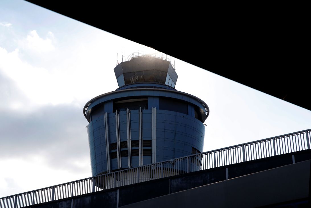 The control tower at LaGuardia Airport in New York City.