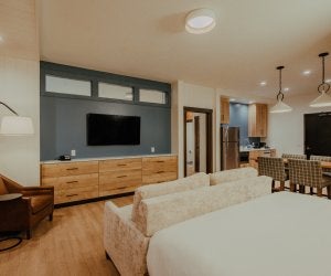 Best things to do in Syracuse with kids: Large room view at Skaneateles Fields Resort