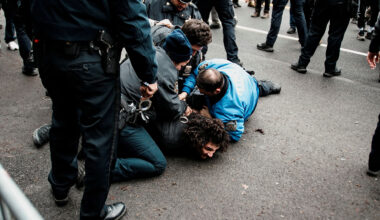 People protest outside the Gracie Mansion residence of Mayor Mamdani in New York