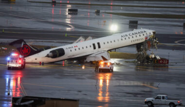 Air Canada Express jet collides with a ground vehicle at LaGuardia airport