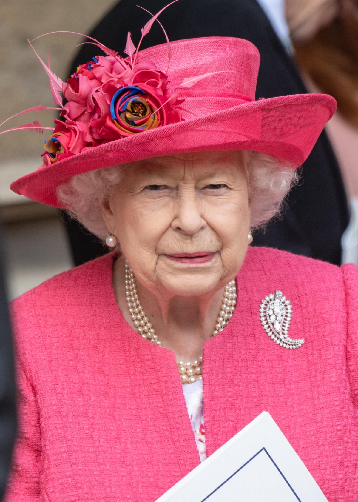 Queen Elizabeth II attends the wedding of Lady Gabriella Windsor and Thomas Kingston at St. George's Chapel, Windsor on May 18, 2019 (WENN/Alamy)