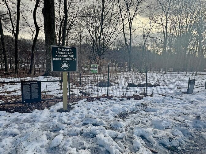 The enslaved African burial ground, located near the modern-day tennis courts, was consecrated in 2021.