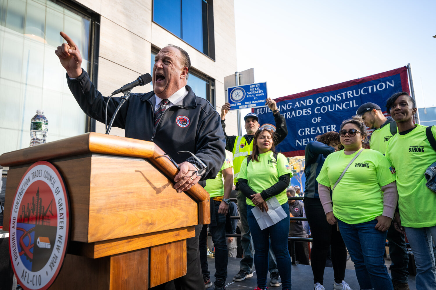 Gary LaBarbera speaking at a rally in 2024. He says normalizing conversations about mental health is key to preventing crises before they escalate.