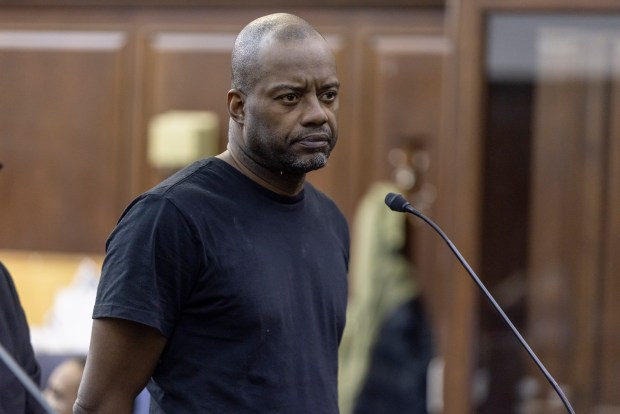 Kevin Crosby is arraigned in Manhattan Criminal Court on Friday, March 20, 2026, on charges of manslaughter and driving while impaired after driving his car into several people in Harlem. (Daniel McKnight / Lone Pine Press / POOL)