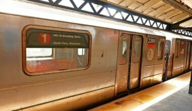 The 1 train runs from South Ferry in Lower Manhattan to Van Cortlandt Park on 242nd Street in the Bronx.