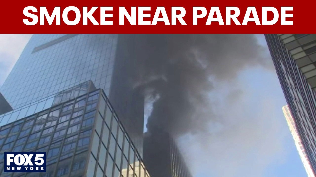 Smoke plumes near St. Patrick’s Day Parade route