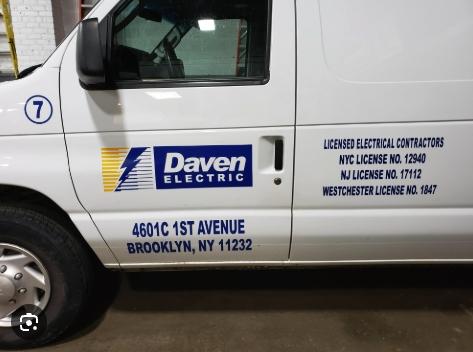 Trust & Authority Focus: "One of our fully stocked Daven Electric Rapid Response vehicles, proudly displaying our active NYC, NJ, and Westchester electrical licenses. Ready for immediate dispatch.