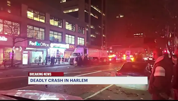 News 12 | Brooklyn | Bicyclist dead, 4 others injured in crash near Apollo Theater in Harlem
