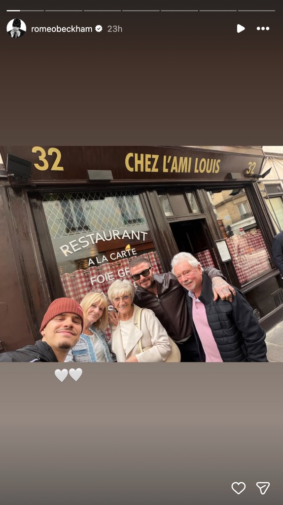 Romeo Beckham shares family photo with dad David and grandparents