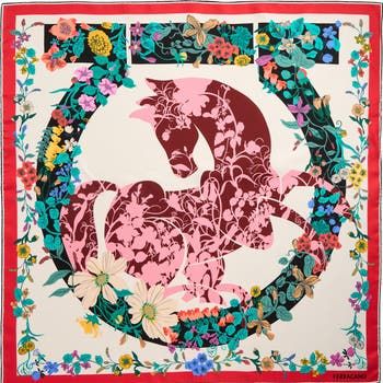 Ferragamo Pegasus Print Silk Twill Scarf Scarf