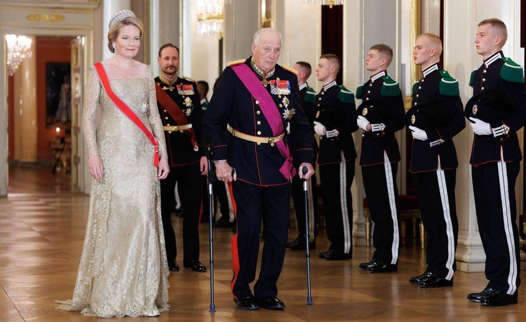 Queen Mathilde and King Harald at the state banquet