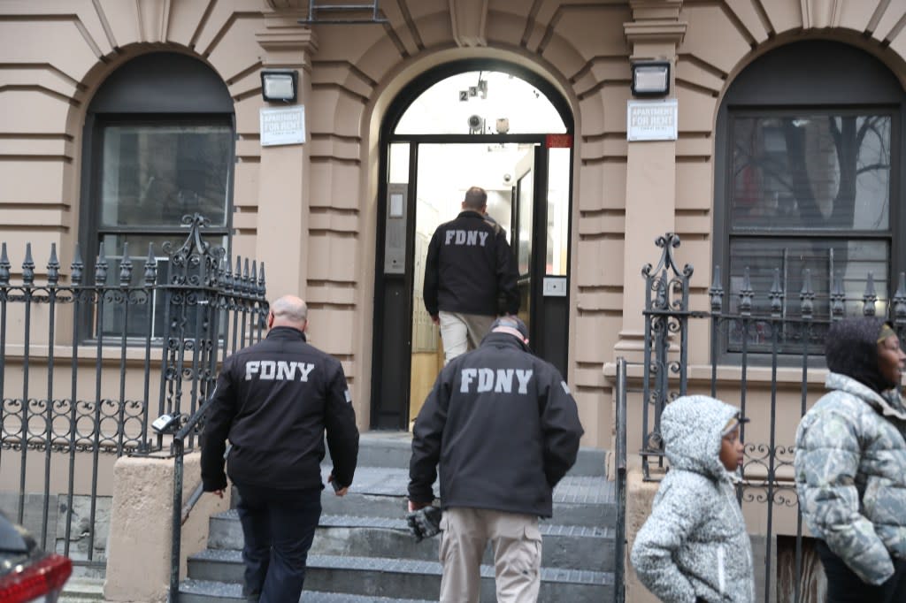 Cops and fire marshals were at the scene on Sunday. William C Lopez/New York Post