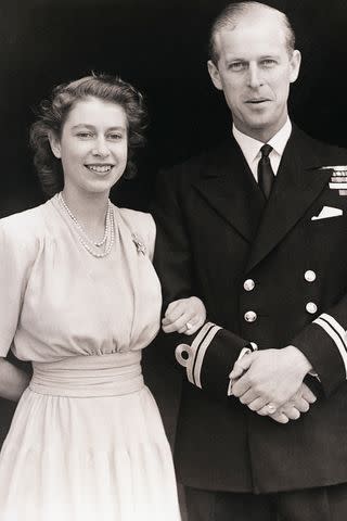 Princess Elizabeth and Lt. Philip Mountbatten on July 10th, 1947 at Buckingham Palace.Credit: Bettmann/Getty