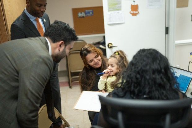 New York City Mayor Zohran Mamdani and New York City Public Schools Chancellor Kamar Samuels celebrate the opening day of 3-K and Pre-K applications with a visit to a 3-K and Pre-K child care center in Cypress Hills on Wednesday, Jan. 14, 2026. (Michael Appleton / Mayoral Photography Office)