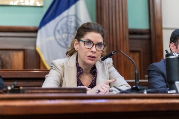 Julie Menin is pictured at City Hall on March 2, 2026. (Emil Cohen / NYC Council Media Unit)