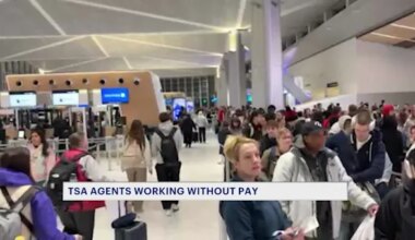 News 12 | Connecticut | Long lines at security checkpoints at Newark Airport during Homeland Security shutdown