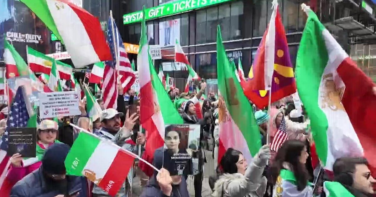 Hundreds of Iranian-Americans take to the streets of NYC to celebrate U.S.-led attacks
