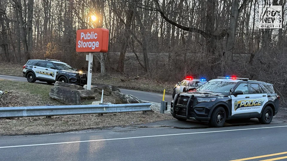 Police outside the public storage center