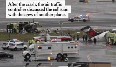 Air traffic controllers at New York’s LaGuardia Airport may have been distracted at the time of a runway collision that killed the two pilots of an Air Canada plane on Sunday night, according to a recording of audio from the air traffic tower that has been reviewed by The New York Times. Investigators were working on Monday to determine how the jet and a Port Authority fire truck collided. The jet was landing and the fire truck had been responding to a separate incident on another plane. https://nyti.ms/4uNB8OC