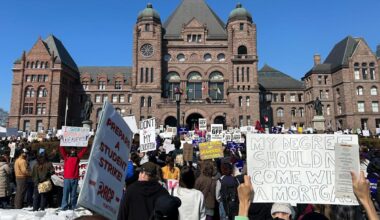 Students protest cuts to OSAP grants; arrests made during rally at Queen's Park