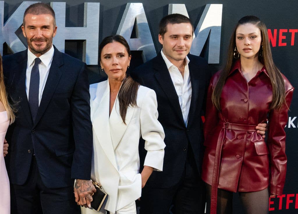 David Beckham, Victoria Beckham, Brooklyn Beckham and Nicola Peltz in 2023
