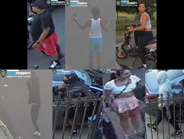 Images released of seven suspects involved in a double murder in the Bronx. (NYPD)