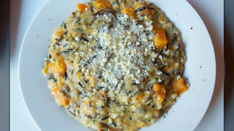 Risotto is served in a bowl