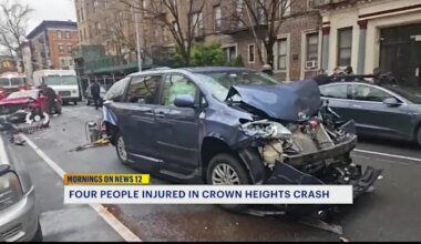 News 12 | Brooklyn | Cars mangled in Crown Heights wreck; 4 people injured
