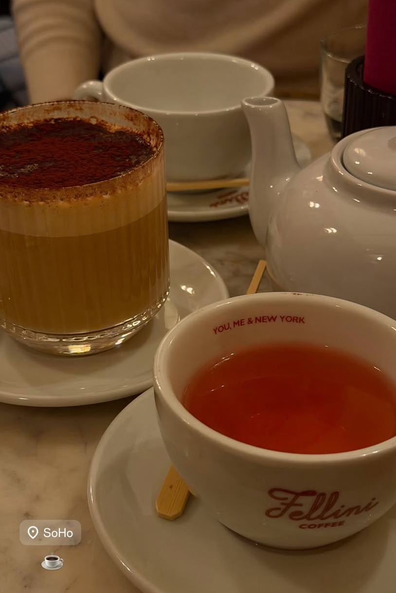 Beverages served in a cafe setting.
