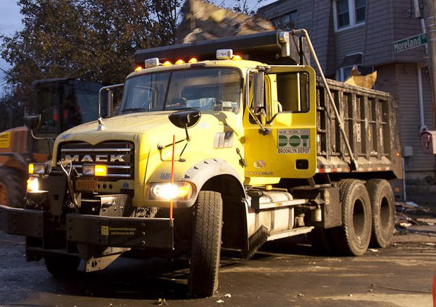 DOT dump truck in use on the street