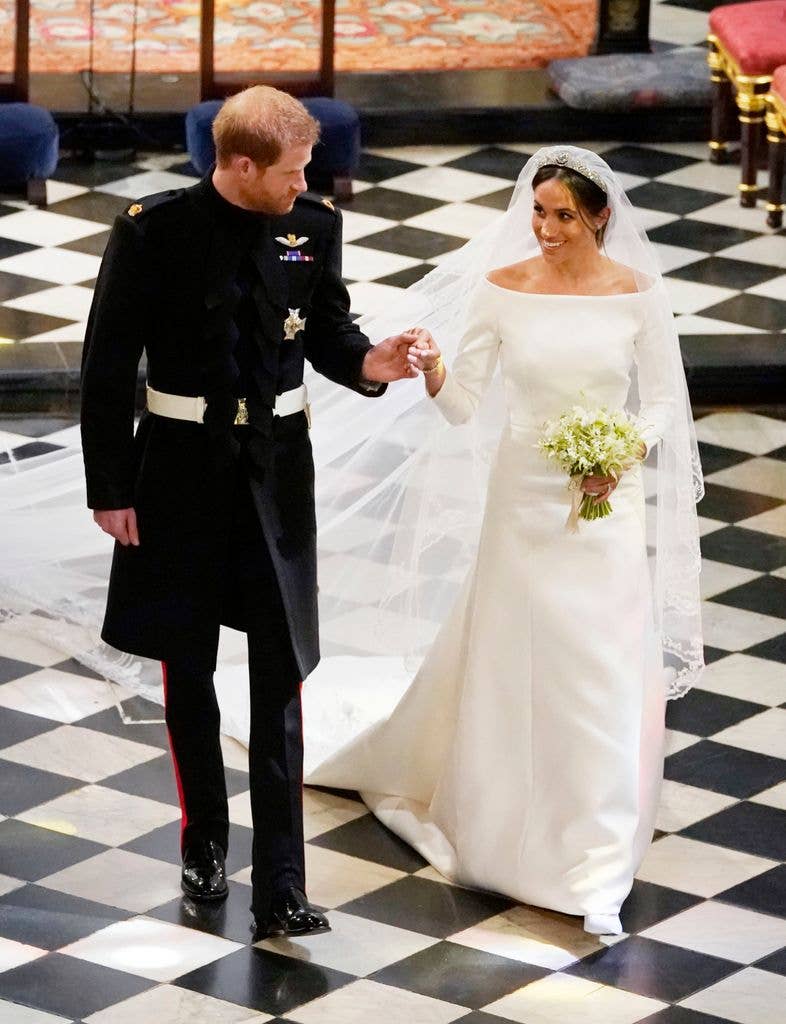Prince Harry and Meghan following their wedding in St George's Chapel at Windsor Castle on 19 May 2018