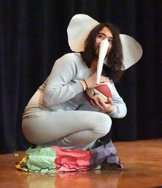 Eighth-grader Angelina Fuertes in Horton Hatches the Egg during a staged reading of Dr. Seuss books at St Anthony's School in Nanuet March 5, 2026.